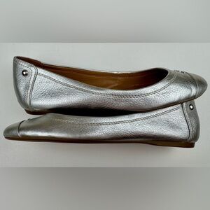 Coach ‘Chelsea’ ballet flats. Silver with logo on toe cap. Women’s size 8.5
